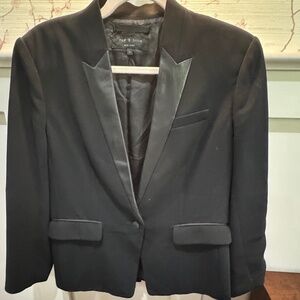 Rag & Bone Black Blazer with Leather Trim Pockets and Lapels Size 8